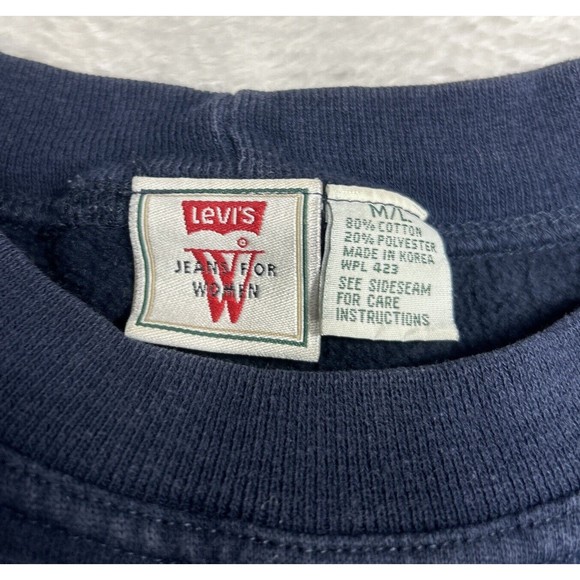 Vintage Levi's Jeans Blue Embroidered Women's Crewneck Sweatshirt Size Large - Picture 6 of 10
